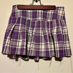 Current Mood (Dolls Kill) Plaid Purple Pleated Mini Skirt